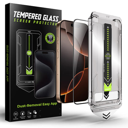 Προστατευτική μεμβράνη οθόνης Techsuit TitanGlass για Apple iPhone 17e / 16e / 14 / 13 Pro, Ασφαλισμένο γυαλί, Πλήρης κόλλα, Μαύρο