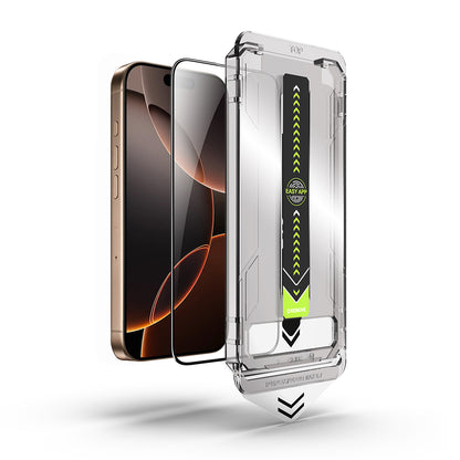 Προστατευτική μεμβράνη οθόνης Techsuit TitanGlass για Apple iPhone 17e / 16e / 14 / 13 Pro, Ασφαλισμένο γυαλί, Πλήρης κόλλα, Μαύρο