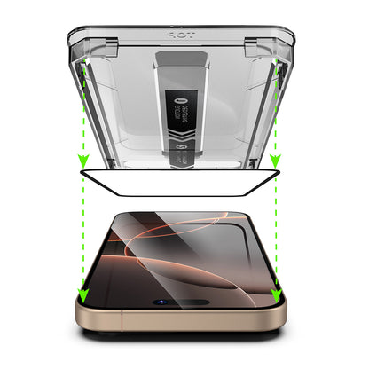 Προστατευτική μεμβράνη οθόνης Techsuit TitanGlass για Apple iPhone 17e / 16e / 14 / 13 Pro, Ασφαλισμένο γυαλί, Πλήρης κόλλα, Μαύρο