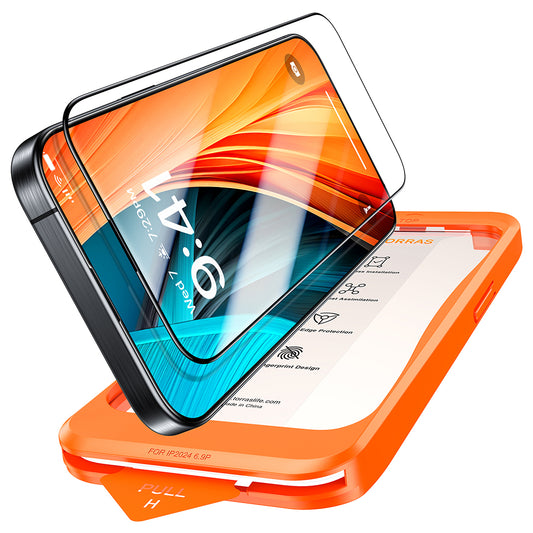 Προστατευτική Μεμβράνη Οθόνης Torras GlassGo Install Master για Apple iPhone 16, Ενισχυμένο Γυαλί, Πλήρης Κόλληση, Μαύρη