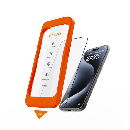 Προστατευτική Μεμβράνη Οθόνης Torras GlassGo Install Master για Apple iPhone 16, Ενισχυμένο Γυαλί, Πλήρης Κόλληση, Μαύρη