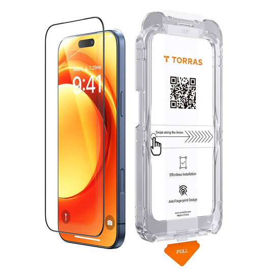 Προστατευτική μεμβράνη οθόνης Torras HD Shield για Apple iPhone 18 Pro Max / 17 Pro Max, Ενισχυμένο γυαλί, Πλήρης κόλλα, Μαύρο