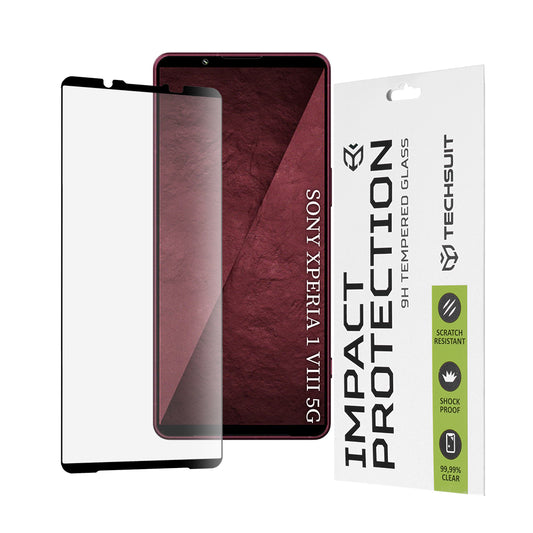 Προστατευτική μεμβράνη οθόνης Techsuit για Sony Xperia 1 VIII, Ασφαλισμένο γυαλί, 111D, Μαύρο
