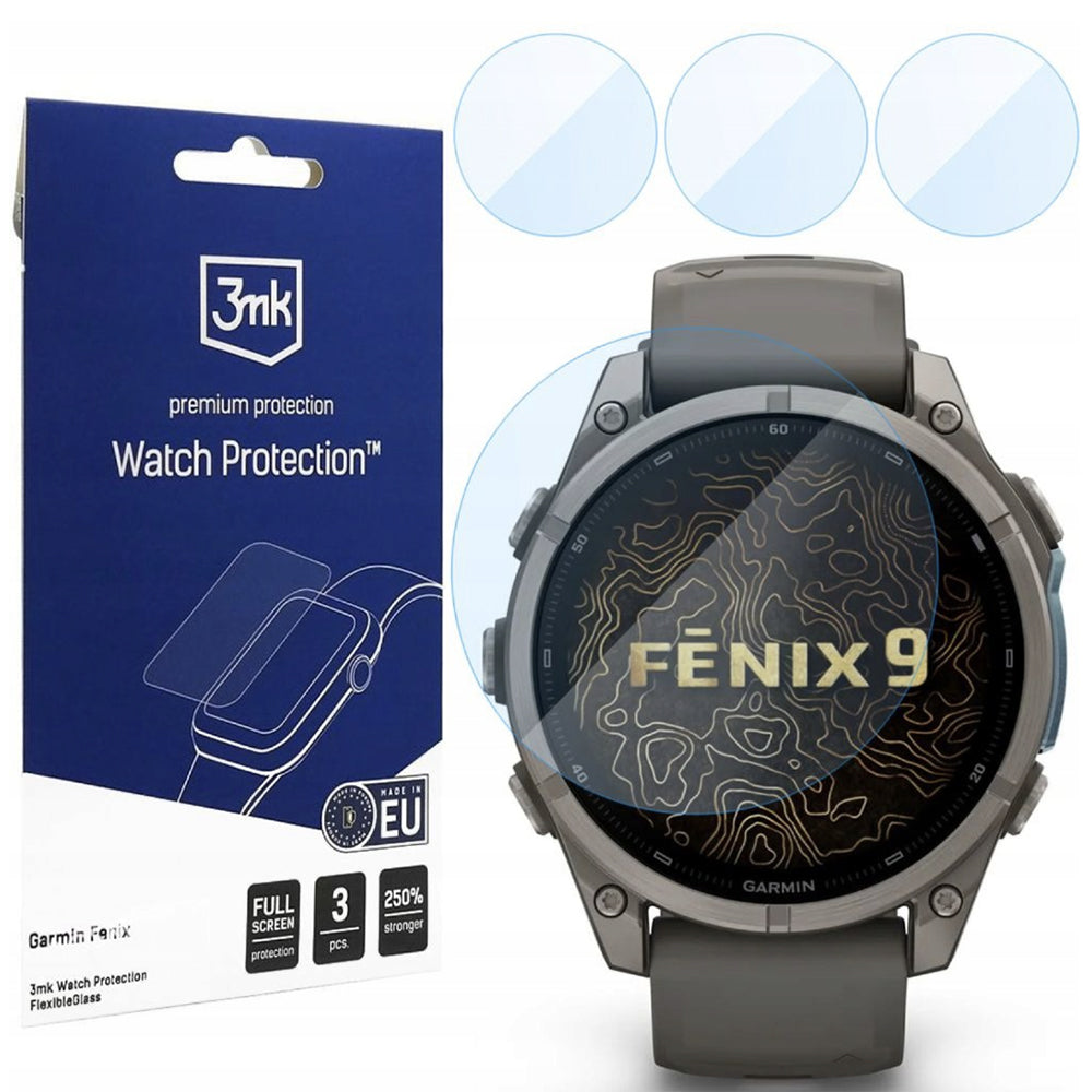 Προστατευτική Μεμβράνη 3MK FlexibleGlass για Garmin Fenix 9 47mm, Σετ 3 τεμαχίων, Ευέλικτο Γυαλί