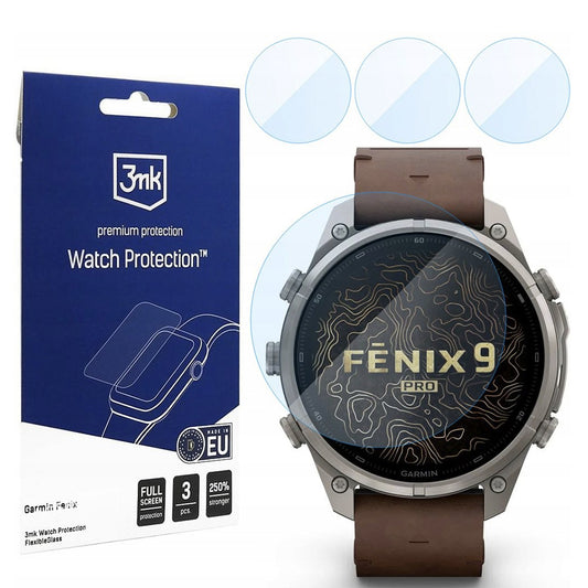 Προστατευτικό οθόνης 3MK FlexibleGlass για Garmin Fenix 9 Pro 47mm, εύκαμπτο γυαλί, σετ 3 τεμαχίων