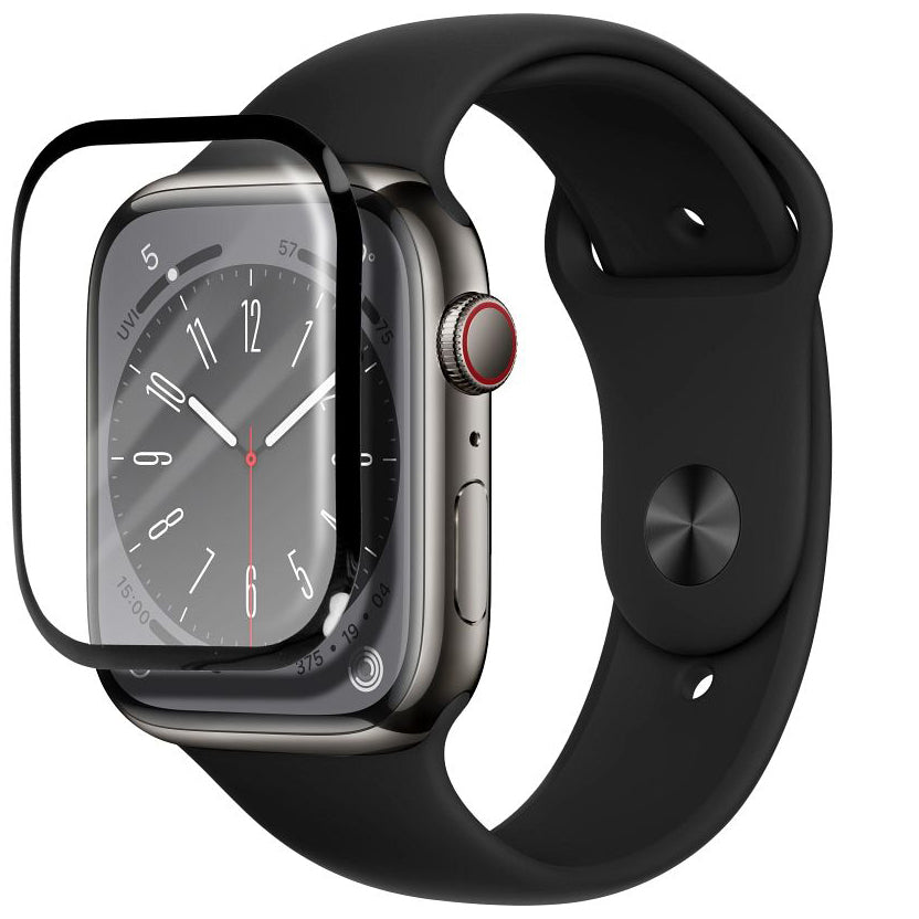 Bestsuit Θήκη προστασίας για Apple Watch 9/8 41mm Series, Εύκαμπτο γυαλί, Μαύρο 