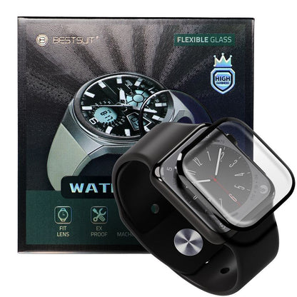 Bestsuit Θήκη προστασίας για Apple Watch 9/8 41mm Series, Εύκαμπτο γυαλί, Μαύρο 