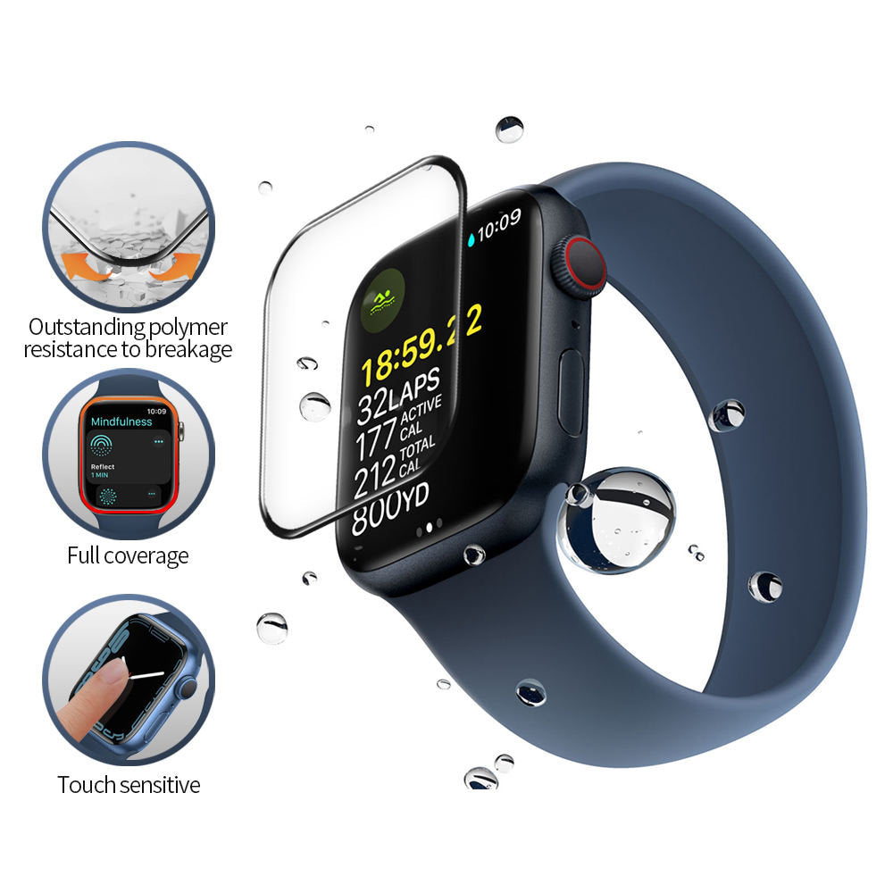 Προστατευτική Μεμβράνη Blueo High Molecule για Apple Watch 40mm Series, Ασφαλισμένο Γυαλί, Μαύρο