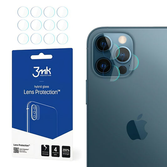 Προστατευτική μεμβράνη πίσω κάμερας 3MK Protection για Apple iPhone 12 Pro, ευέλικτο γυαλί, σετ 4 τεμαχίων, διαφανές