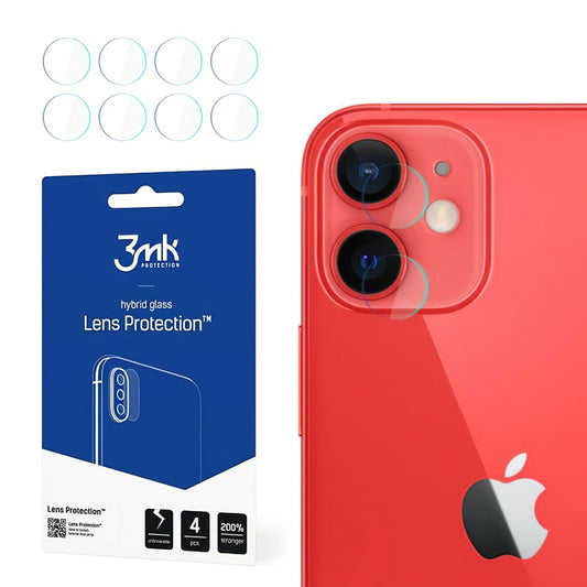 Προστατευτική μεμβράνη πίσω κάμερας 3MK Protection για Apple iPhone 12, Ευέλικτο γυαλί, Σετ 4 τεμαχίων, Διαφανές