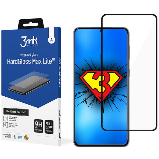 Προστατευτικό οθόνης 3MK HardGlass Max Lite για Samsung Galaxy Galaxy S21+ 5G G996, Σκληρυμένο γυαλί, Πλήρης κόλληση, Μαύρο