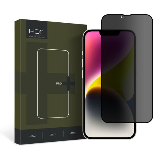 Προστατευτική μεμβράνη οθόνης Privacy HOFI PRO+ για Apple iPhone 17e / 16e / 14 / 13 Pro, Ασφαλισμένο γυαλί, Πλήρης κόλλα