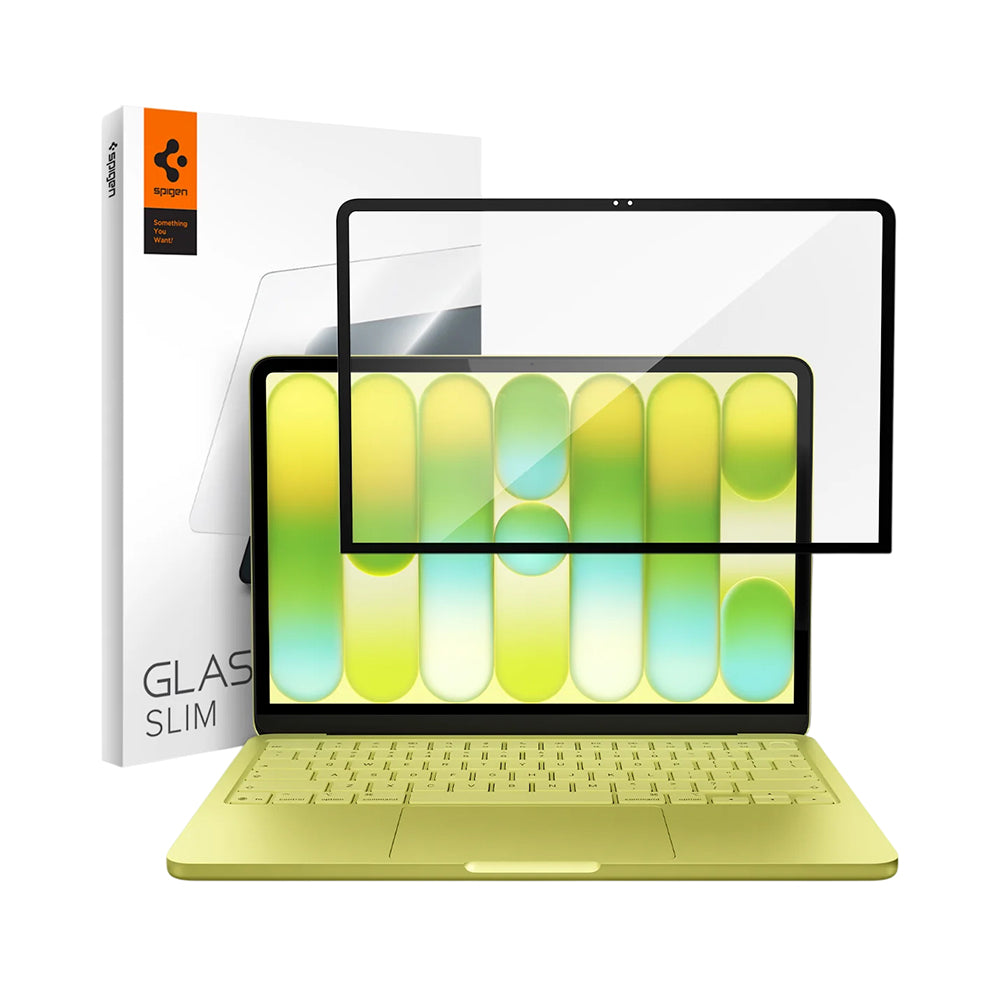 Προστατευτική Μεμβράνη Οθόνης Spigen GlastR Slim για Apple MacBook Neo 13inch, Ασφαλισμένο Γυαλί, Μαύρο AGL11669