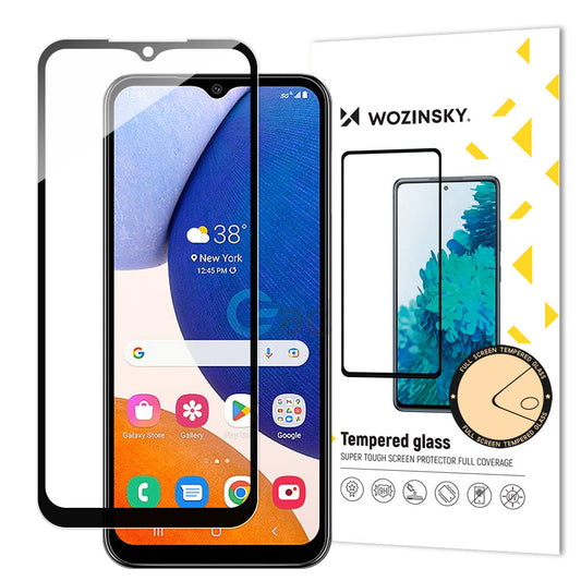 Προστατευτικό οθόνης WZK για Samsung Galaxy A14 A145 / A14 5G A146, Γυαλί, Πλήρης κόλλα, Μαύρο