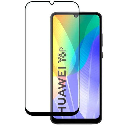 WZK Προστατευτικό οθόνης για Huawei Y6p, Εύκαμπτο γυαλί, Πλήρης κόλλα, Μαύρο