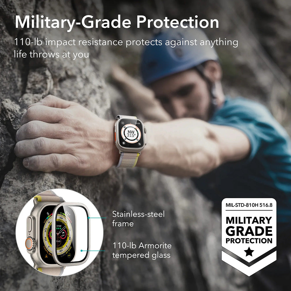 Προστατευτική Μεμβράνη ESR Armorite για Apple Watch Ultra Series, Σετ 2 τεμαχίων, Ενισχυμένο Γυαλί, Χάλκινο