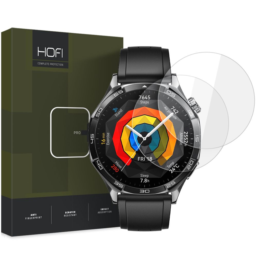 HOFI Glass PRO+ Προστατευτικό φύλλο αλουμινίου για Huawei Watch GT 5 46mm, Σετ 2 τεμαχίων, Προστατευμένο γυαλί 