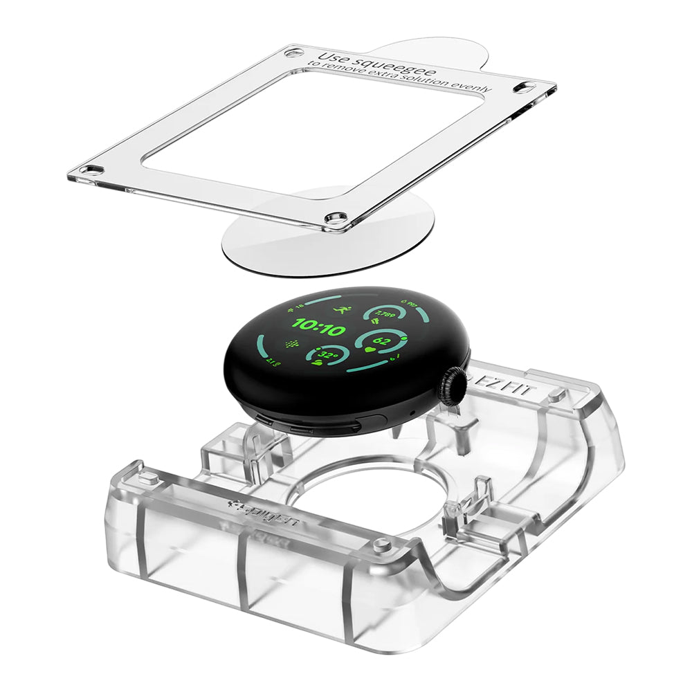 Spigen Elite Shield EZ FIT Protective Film for Google Pixel Watch 41mm Series, Set of 2, Tempered Glass, Transparent AFL08524