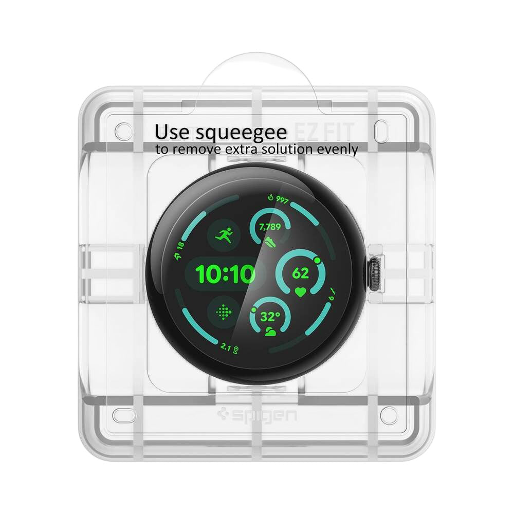 Προστατευτική Μεμβράνη Spigen Elite Shield EZ FIT για Google Pixel Watch 45mm Series, Σετ 2 τεμαχίων, Ασφαλισμένο Γυαλί, Διαφανές AFL08525