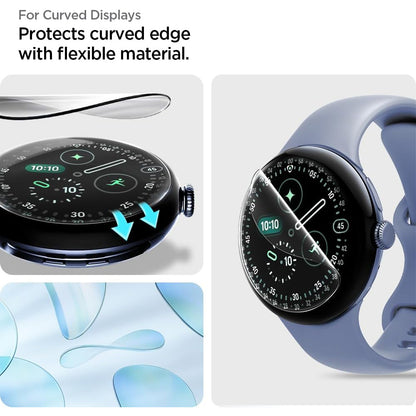 Προστατευτική Μεμβράνη Spigen Elite Shield EZ FIT για Google Pixel Watch 45mm Series, Σετ 2 τεμαχίων, Ασφαλισμένο Γυαλί, Διαφανές AFL08525