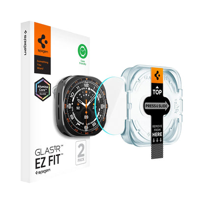Προστατευτική Μεμβράνη Spigen GlastR EZ FIT για Samsung Galaxy Watch Ultra2, Ασφαλισμένο Γυαλί, Σετ 2 τεμαχίων AGL11758