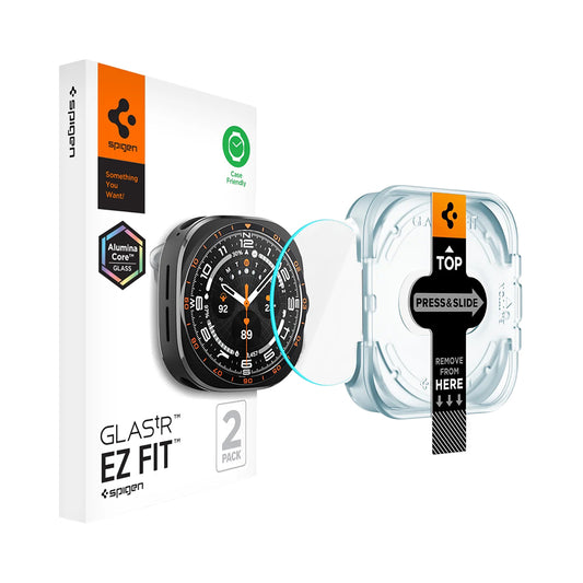 Προστατευτική Μεμβράνη Spigen GlastR EZ FIT για Samsung Galaxy Watch Ultra2, Ασφαλισμένο Γυαλί, Σετ 2 τεμαχίων AGL11758