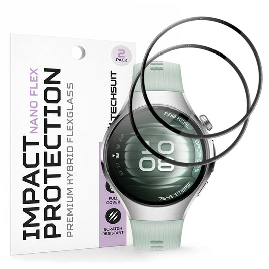 Προστατευτική Μεμβράνη Techsuit Nano Flex για Huawei Watch 5 42mm, Σετ 2 τεμαχίων, Πλαστική, Μαύρη