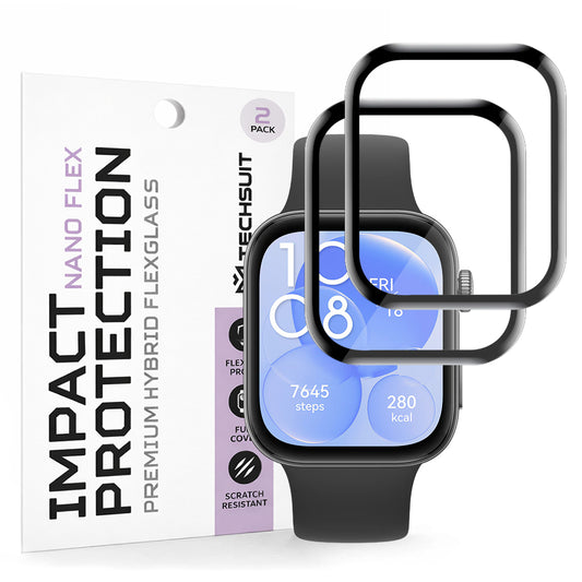 Προστατευτική Μεμβράνη Techsuit Nano Flex για Huawei Watch Fit 3, Σετ 2 τεμαχίων, Πλαστική, Μαύρη