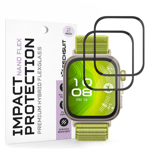Προστατευτική Μεμβράνη Techsuit Nano Flex για Huawei Watch Fit 4 Pro, Σετ 2 τεμαχίων, Πλαστική, Μαύρη