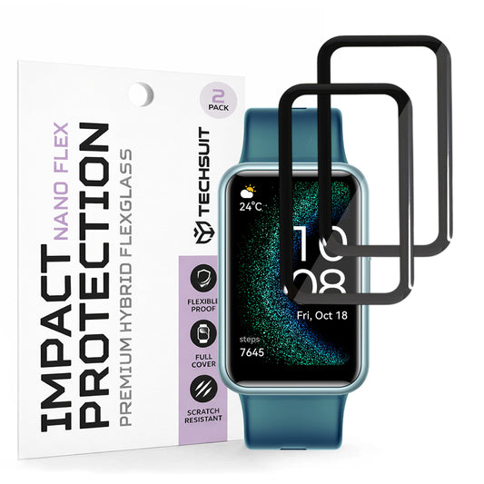 Προστατευτική Μεμβράνη Techsuit Nano Flex για Huawei Watch FIT SE, Σετ 2 τεμαχίων, Πλαστική, Μαύρη