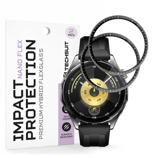 Προστατευτική Μεμβράνη Techsuit Nano Flex για Huawei Watch GT 6 46mm, Σετ 2 τεμαχίων, Πλαστική, Μαύρη