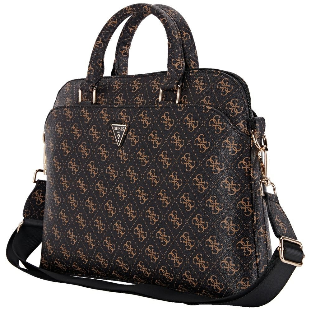 Τσάντα Guess 4G Triangle Logo για Laptop 15inch, Μαύρη Καφέ