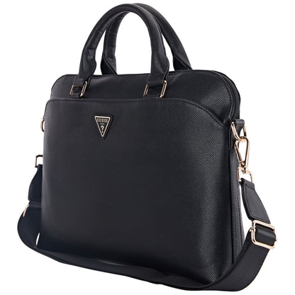 Guess Grained Triangle Logo Laptop Bag 15inch, Black