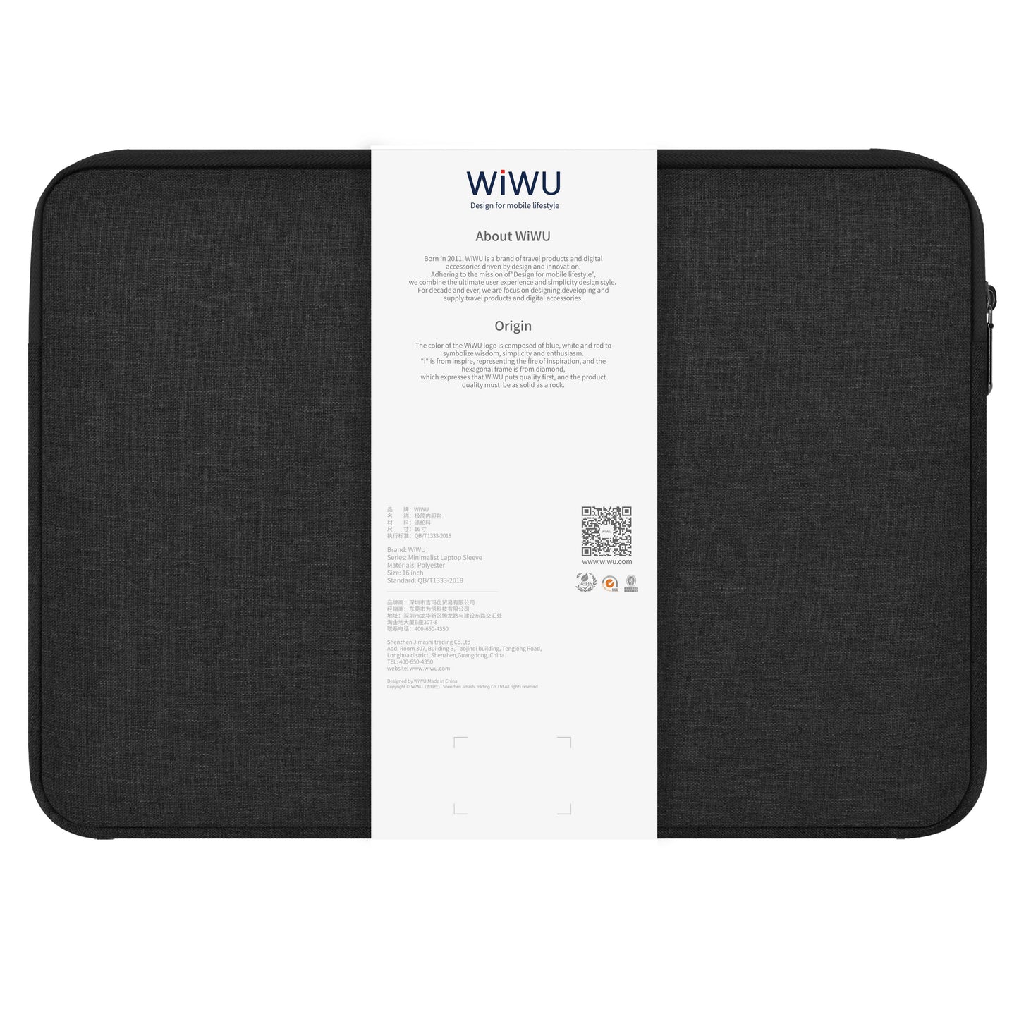 WiWu Μινιμαλιστικό μανίκι τσάντα laptop 14inch, μαύρο 