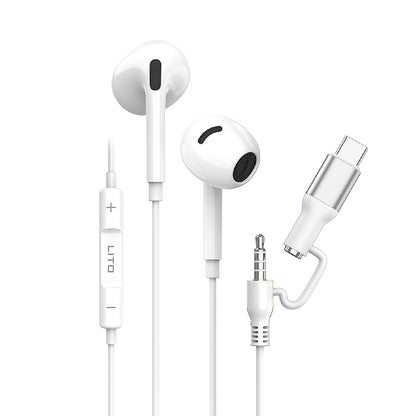 Handsfree 3.5mm / USB-C Lito LF03, Λευκό