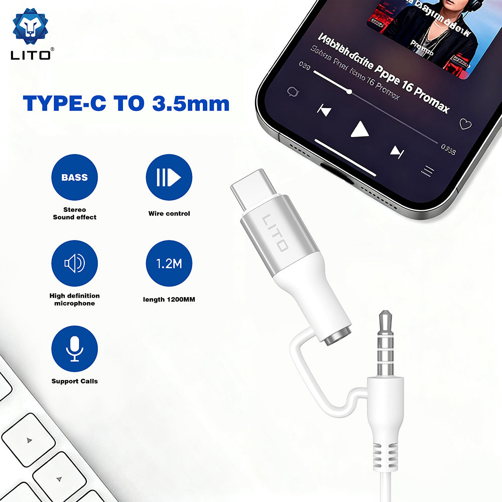 Handsfree 3.5mm / USB-C Lito LF03, Λευκό