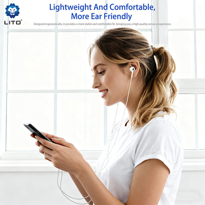 Handsfree 3.5mm / USB-C Lito LF03, Λευκό