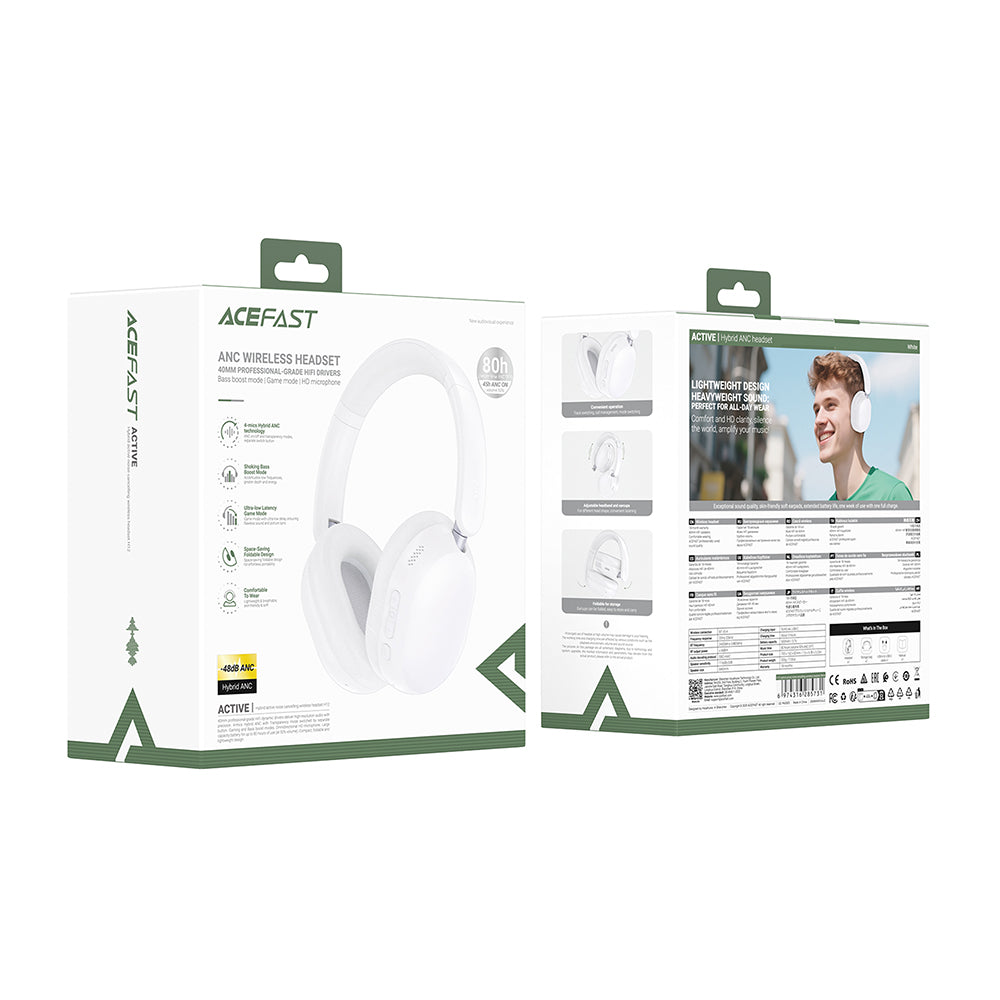 Handsfree Bluetooth Acefast H12, A2DP, ANC, Μαύρο