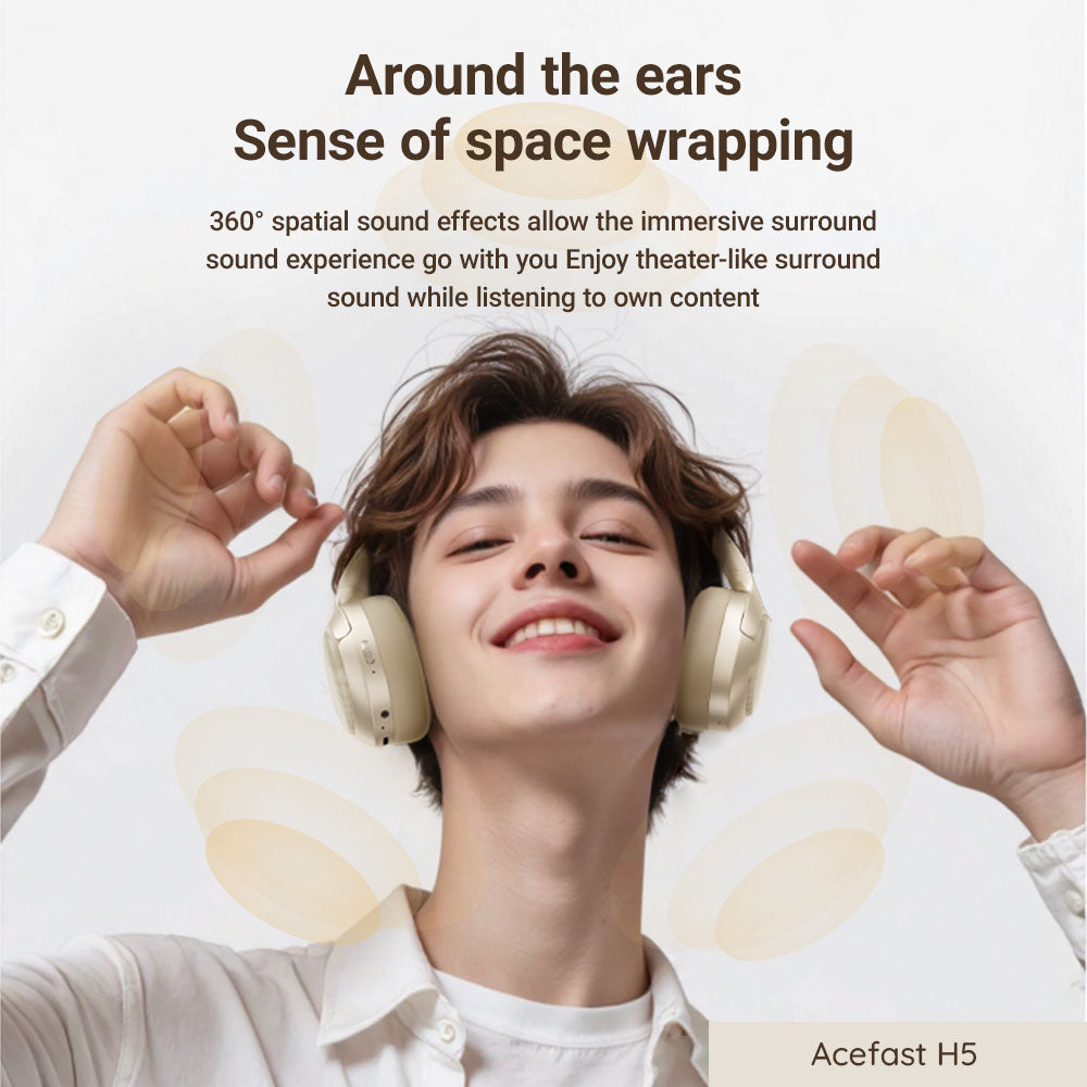 Handsfree Bluetooth Acefast H5, A2DP, ANC, Λευκό