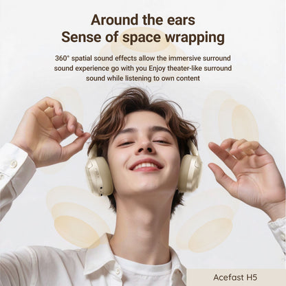 Handsfree Bluetooth Acefast H5, A2DP, ANC, Λευκό