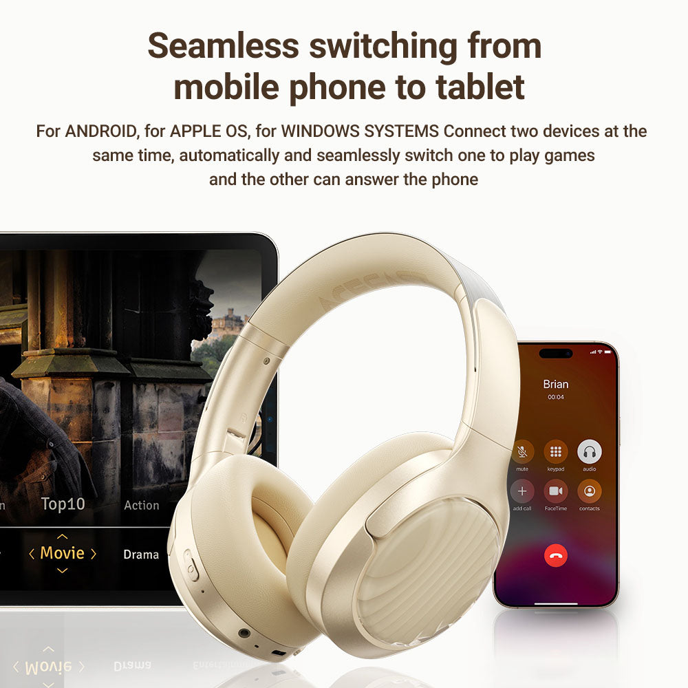 Handsfree Bluetooth Acefast H5, A2DP, ANC, Λευκό