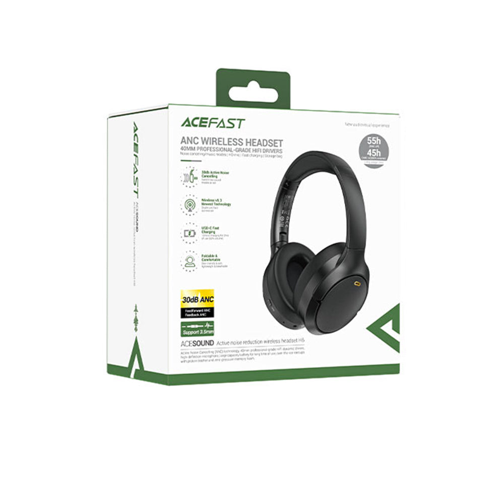 Handsfree Bluetooth Acefast H6, A2DP, ANC, Μαύρο