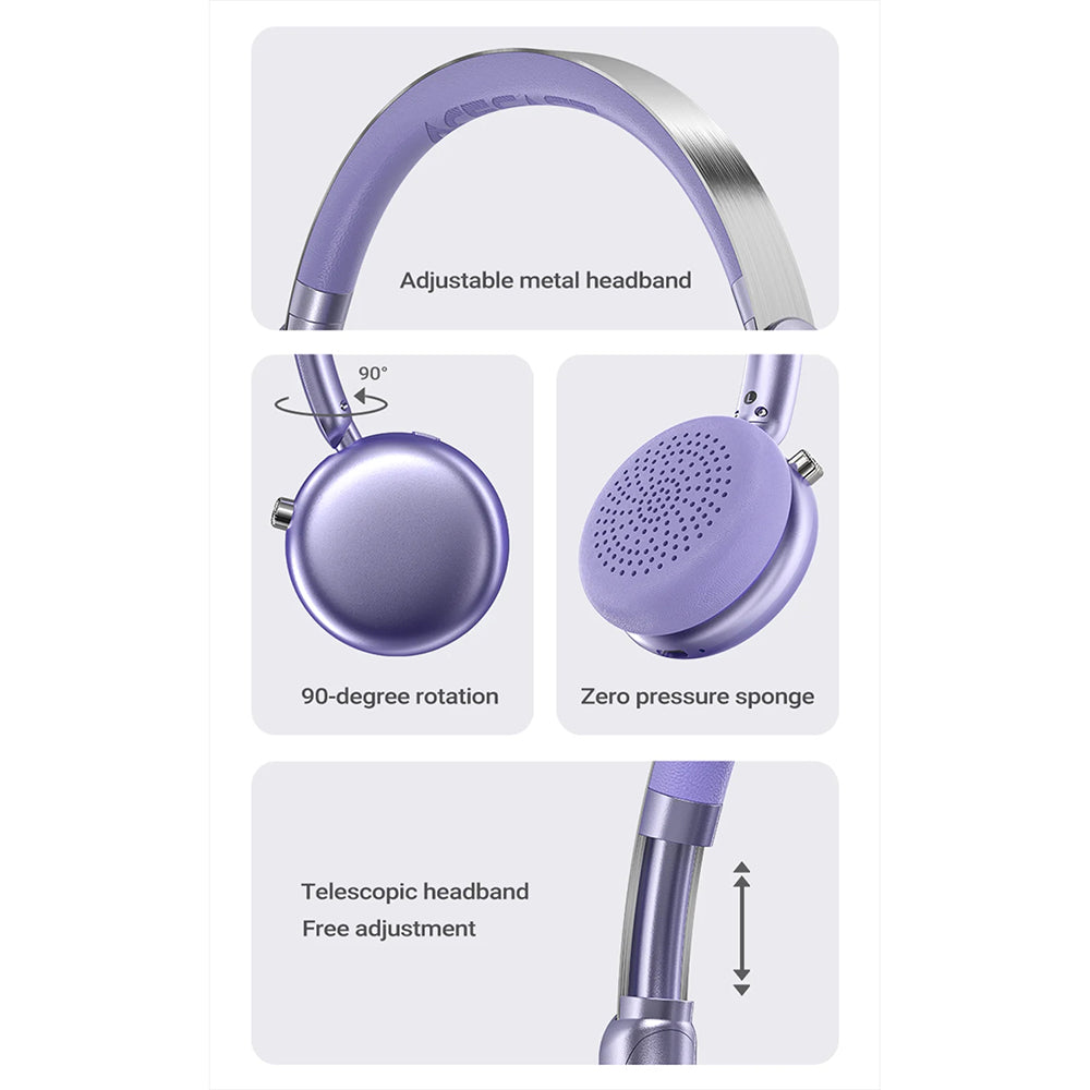 Handsfree Bluetooth Acefast H8, A2DP, ANC, Μωβ