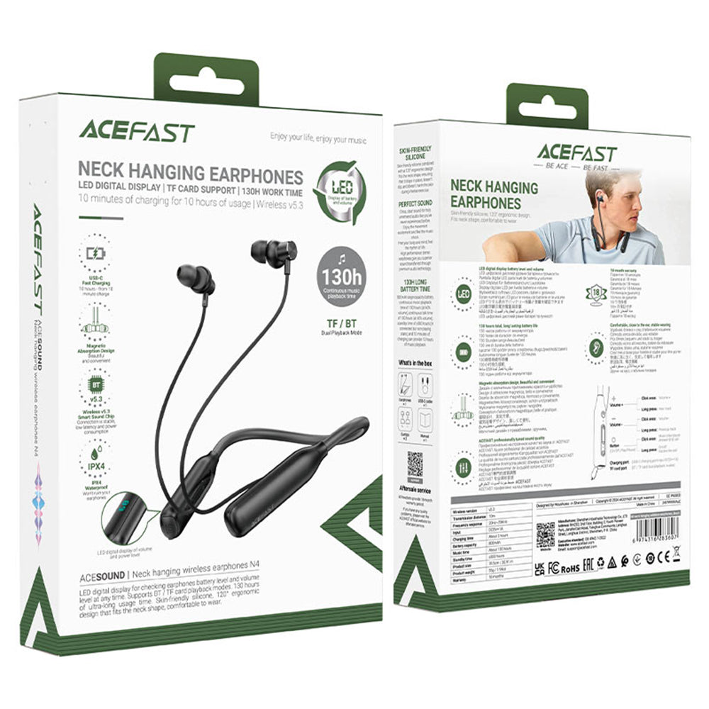 Handsfree Bluetooth Acefast N4, A2DP, Μαύρο