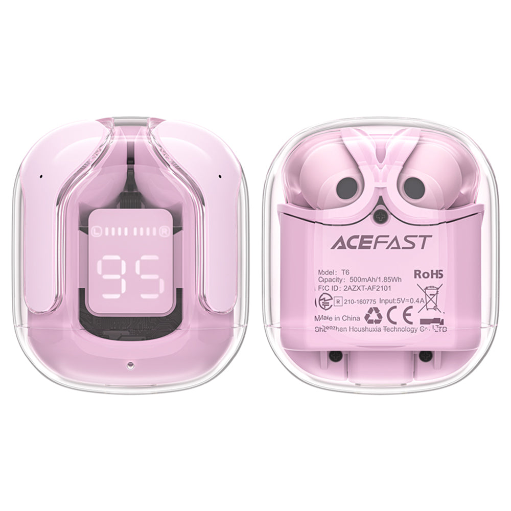 Handsfree Bluetooth Acefast T6, TWS, Ροζ