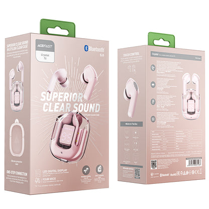 Handsfree Bluetooth Acefast T6, TWS, Ροζ