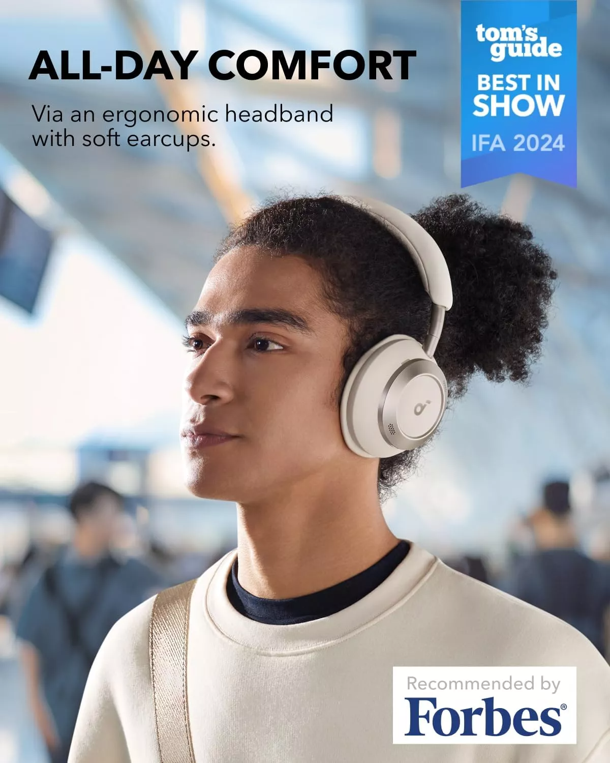 Handsfree Bluetooth Anker Soundcore Space One Pro, A2DP, ANC, Λευκό A3062G21
