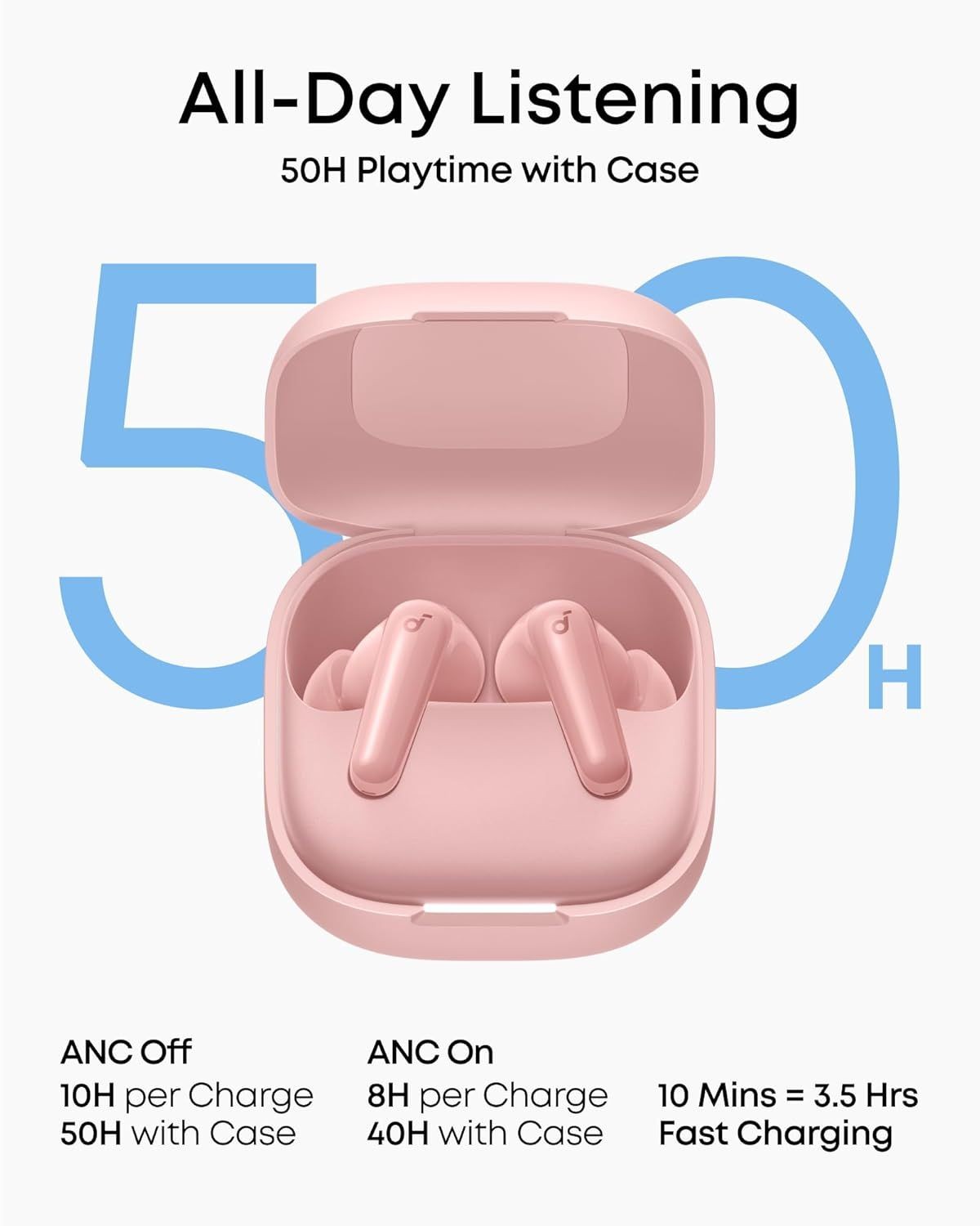 Handsfree Bluetooth Anker SoundCore R60i, TWS, ANC, Ροζ D1202G51