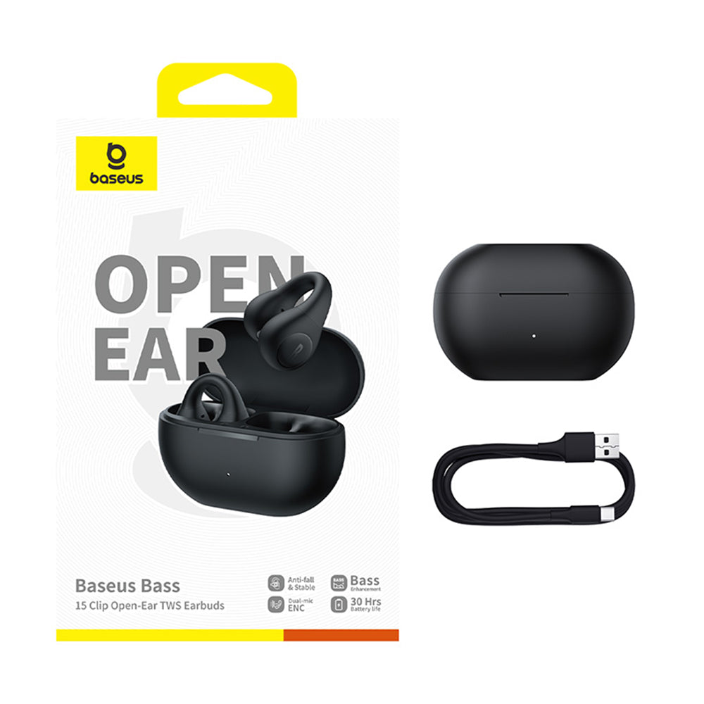 Handsfree Bluetooth Baseus Bass 15 Clip, TWS, Μαύρο A00079500113-00