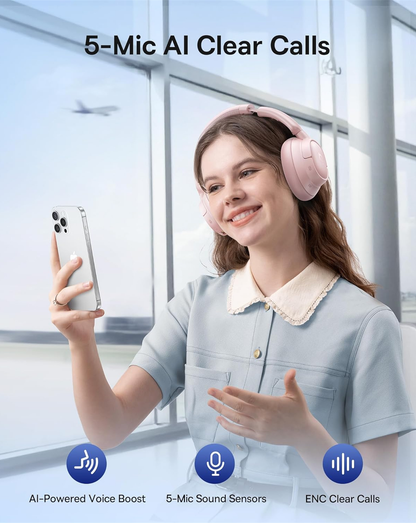 Handsfree Bluetooth Baseus Bass BH1 NC, MultiPoint, A2DP, ANC, Ροζ A0203704